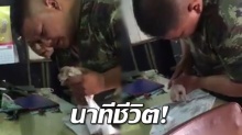 ระทึกสุดหัวใจ!! นาที ทหาร ช่วยลูกสุนัขพลัดตกน้ำเกือบจมเสียชีวิต เห็นแล้วน้ำตาซึม(คลิป)