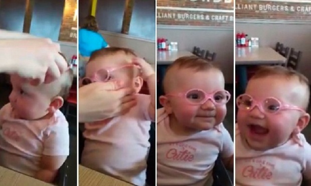 คลิปสุดน่ารัก! เมื่อทารกน้อยลองใส่แว่นสายตาสั้นเป็นครั้งแรก