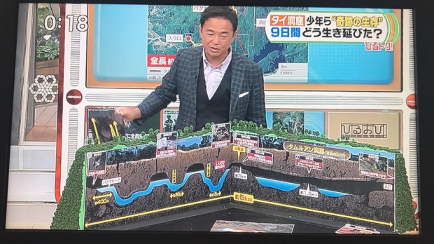 อย่างเจ๋ง!! รายการข่าวญี่ปุ่นทำโมเดลจำลองถ้ำหลวง เพื่ออธิบายให้เข้าใจง่ายขึ้น (คลิป)